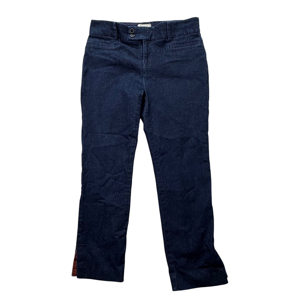 Anthropologie The Essential Slim Jeans Women 6 Dark Wash Denim Blue Slit Hem